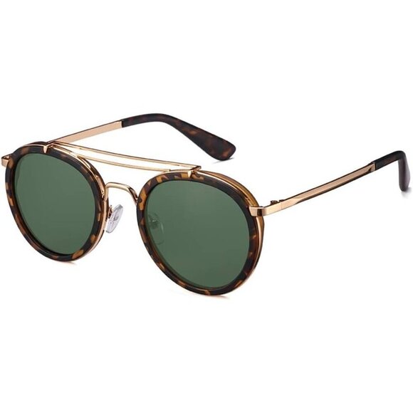 ⭐ Vintage Steampunk Double Bridge Round Polarized Sunglasses - Metal Frame Unise